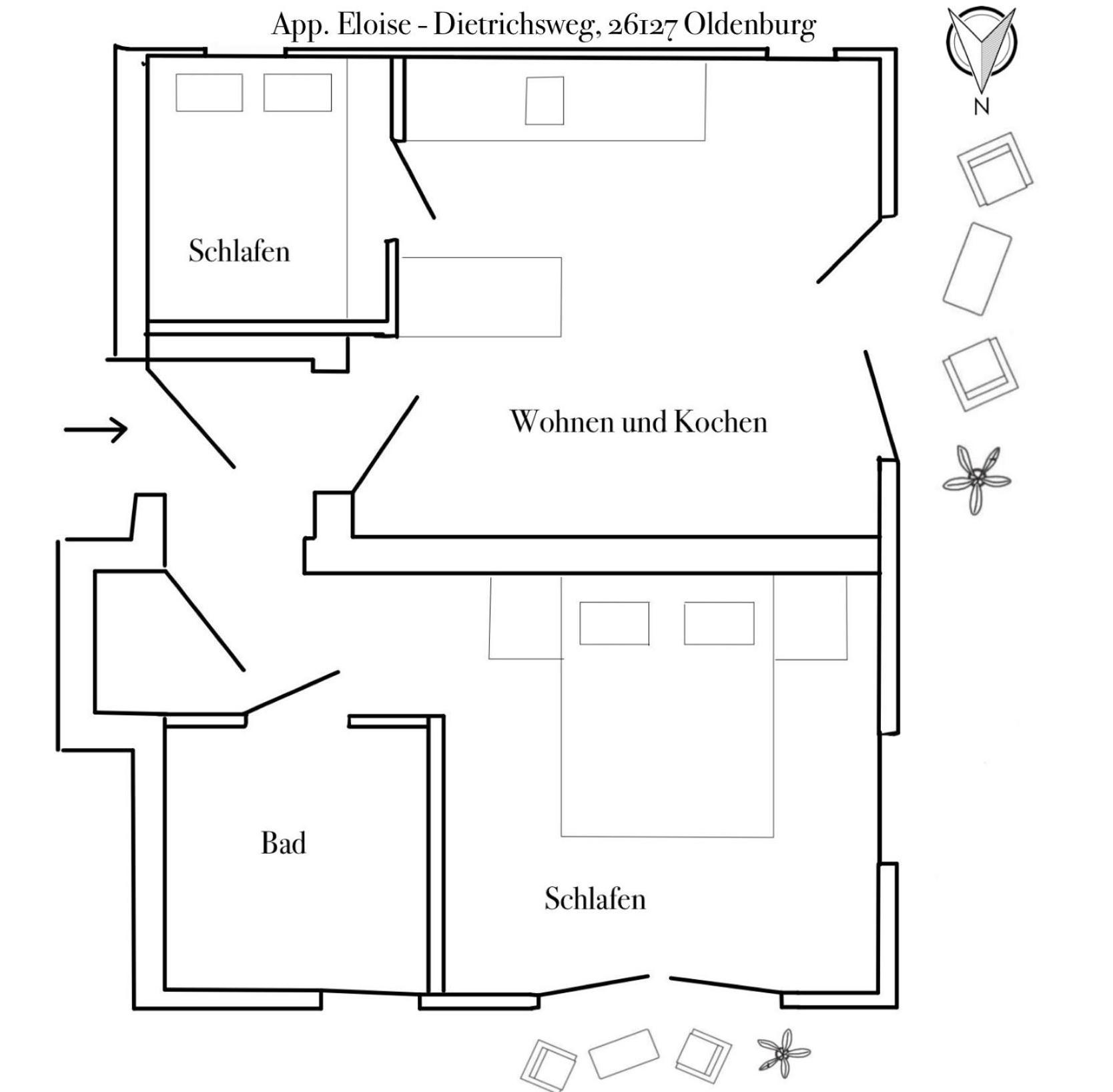 Apartment Prinzessin Eloise - Zimmerprinzen Oldenburg Eksteriør billede